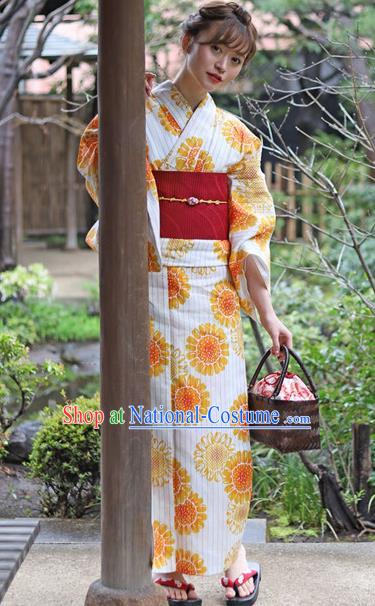 Japanese Traditional Costume Geisha Printing Flowers Furisode Kimono Dress Asian Japan Yukata for Women