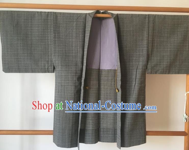 Traditional Japanese Samurai Kimono Grey Haori Coat Asian Japan Handmade Warrior Yukata Costume for Men