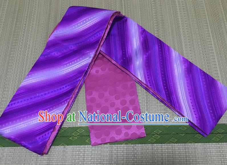 Japanese Traditional Kimono Purple Brocade Belts Asian Handmade Japan Geisha Yukata Waistband for Women