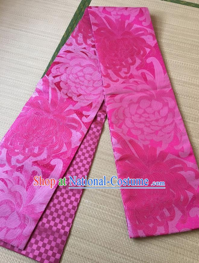 Japanese Traditional Yukata Chrysanthemum Pattern Brocade Belts Asian Handmade Japan Geisha Kimono Waistband for Women