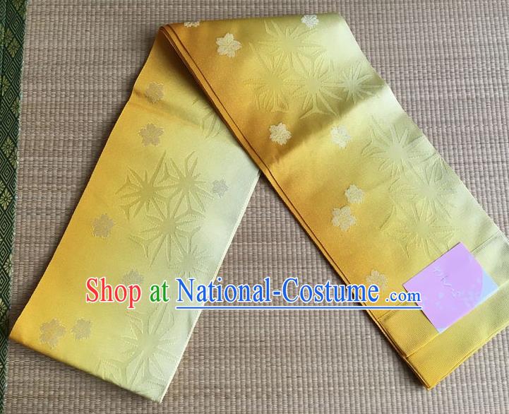 Japanese Traditional Court Yukata Classical Snowflake Pattern Golden Brocade Belts Asian Handmade Japan Geisha Kimono Waistband for Women