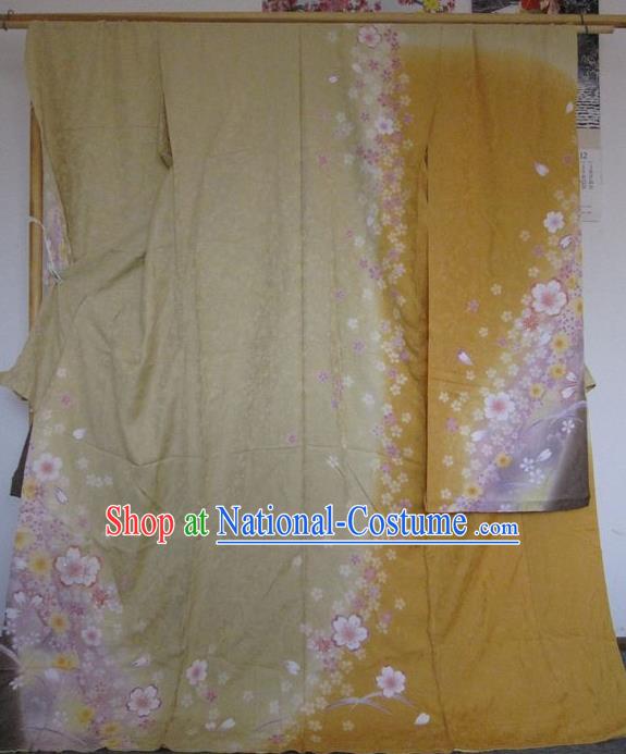 Japanese Traditional Silk Furisode Kimono Asian Japan Costume Geisha Yukata Dress for Women