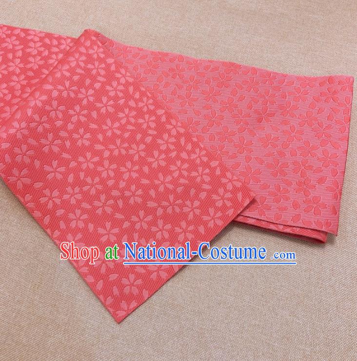 Japanese Traditional Sakura Pattern Watermelon Red Brocade Yukata Waistband Asian Japan Handmade Kimono Belts for Women