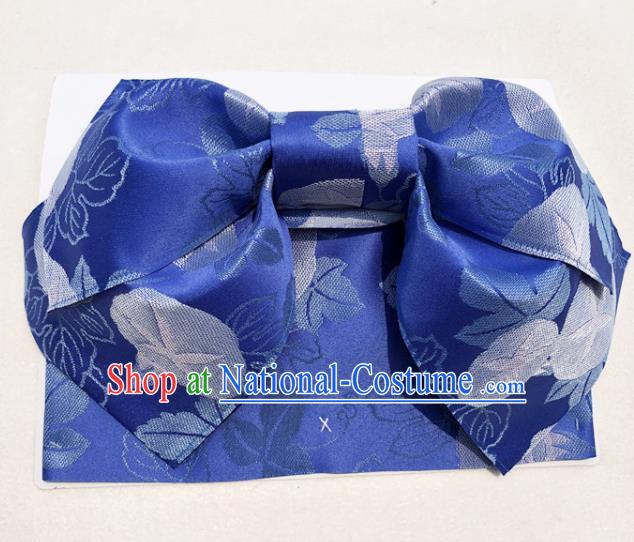 Japanese Traditional Royalblue Bowknot Yukata Waistband Asian Japan Handmade Kimono Belts for Women