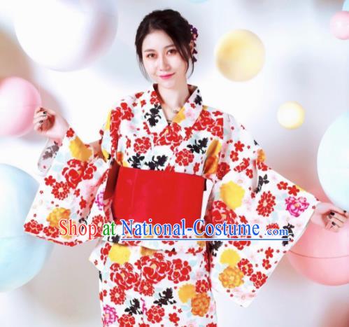 Japanese Traditional Classical Printing Kimono Asian Japan Costume Geisha Yukata Dress for Women