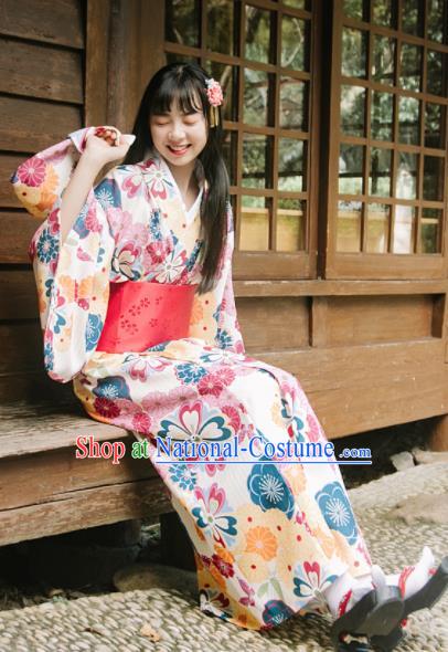 Traditional Japanese Classical Printing Kimono Asian Japan Costume Geisha Yukata Dress for Women