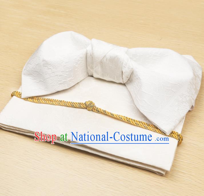 Japanese Traditional White Bowknot Yukata Waistband Asian Japan Handmade Kimono Belts for Women