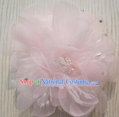 Japanese Traditional Geisha Kimono Hair Accessories Japan Yukata Pink Veil Flower Hair Claw for Women