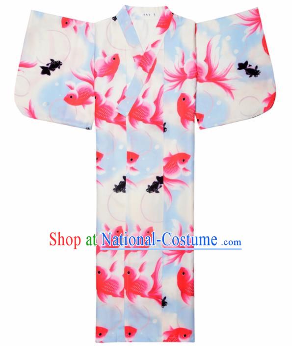 Japanese Classical Printing Goldfish Kimono Asian Japan Traditional Costume Geisha Yukata Dress for Women