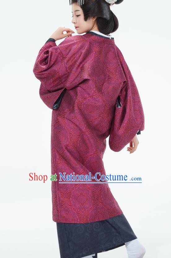 Japanese Classical Court Wine Red Yukata Robe Asian Japan Traditional Costume Geisha Furisode Kimono Dress for Women