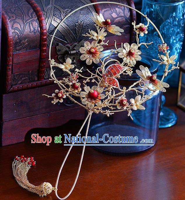 Traditional Chinese Ancient Dragonfly Palace Fans Handmade Wedding Accessories Fans for Women