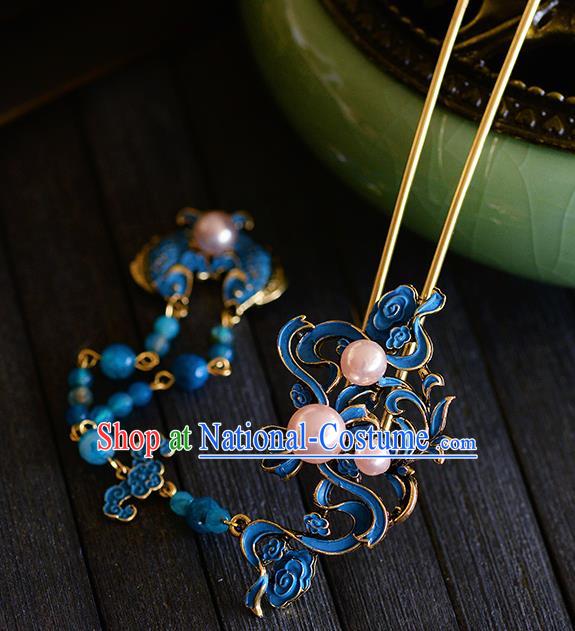 Traditional Chinese Ancient Bride Cloisonne Tassel Hairpins Handmade Wedding Hair Accessories for Women