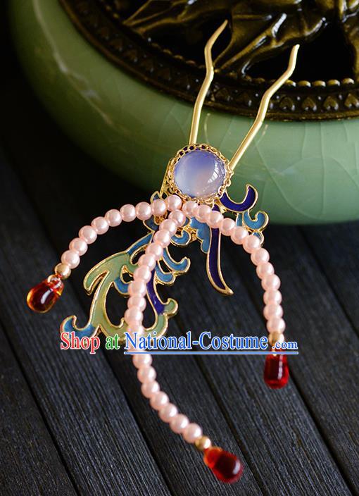 Traditional Chinese Ancient Bride Cloisonne Pearls Hairpins Handmade Wedding Hair Accessories for Women