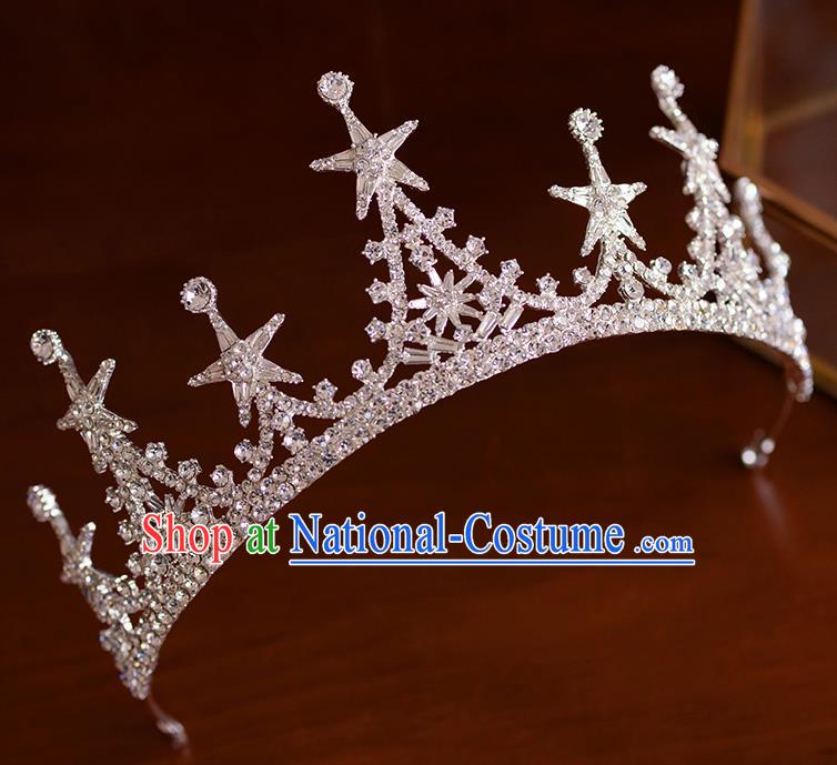 Handmade Wedding Hair Accessories Baroque Bride Crystal Star Royal Crown for Women