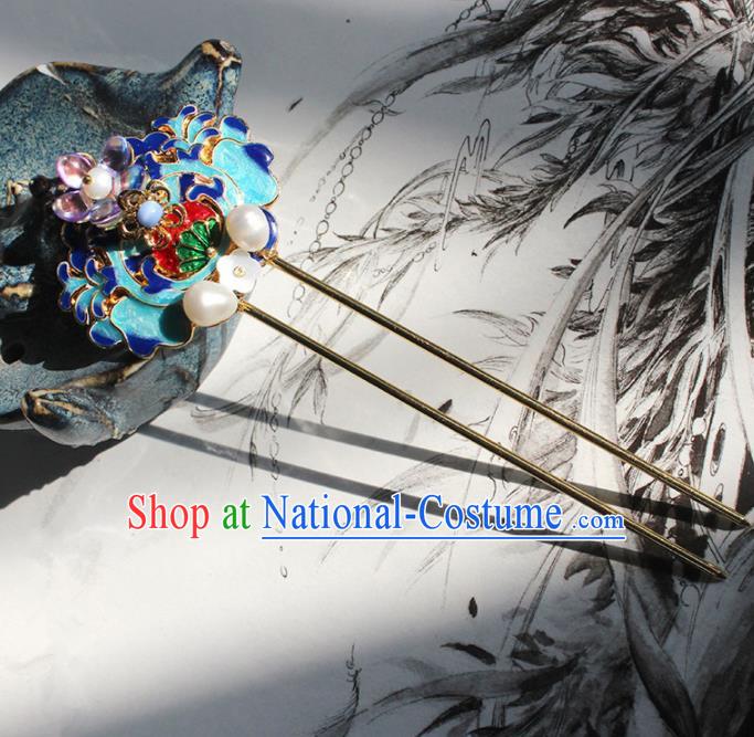 Traditional Chinese Ancient Hanfu Cloisonne Hair Clip Princess Hairpins Handmade Hair Accessories for Women