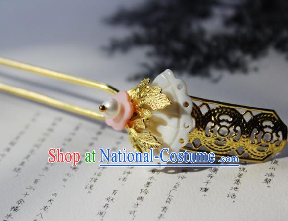 Chinese Ancient Hanfu Shell Hair Clip Princess Golden Hairpins Traditional Handmade Hair Accessories for Women