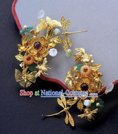 Traditional Chinese Ancient Golden Hair Claws Hairpins Handmade Hanfu Hair Accessories for Women