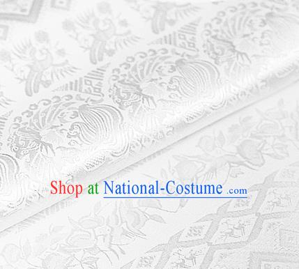 Asian Chinese Traditional Royal Pattern White Brocade Cheongsam Silk Fabric Chinese Satin Fabric Material