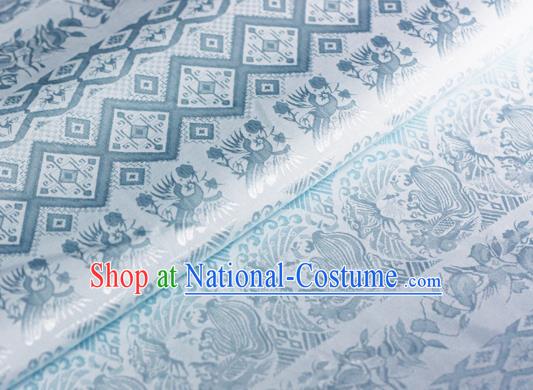 Asian Chinese Traditional Royal Pattern Blue Brocade Cheongsam Silk Fabric Chinese Satin Fabric Material