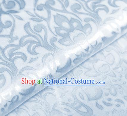 Asian Chinese Traditional Royal Lotus Pattern Light Blue Brocade Cheongsam Silk Fabric Chinese Satin Fabric Material