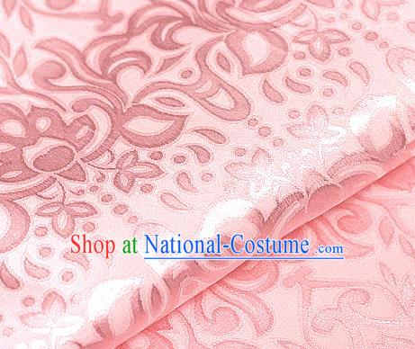 Asian Chinese Traditional Royal Lotus Pattern Light Pink Brocade Cheongsam Silk Fabric Chinese Satin Fabric Material