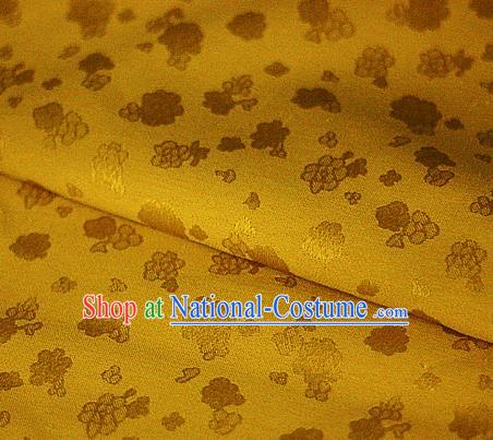 Asian Chinese Traditional Royal Flowers Pattern Yellow Brocade Cheongsam Silk Fabric Chinese Satin Fabric Material