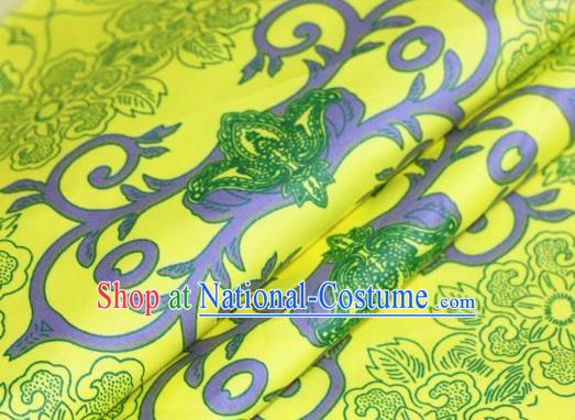 Asian Chinese Traditional Palace Pattern Yellow Brocade Cheongsam Silk Fabric Chinese Satin Fabric Material