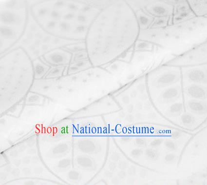 Asian Chinese Traditional Leaf Pattern White Brocade Cheongsam Silk Fabric Chinese Satin Fabric Material