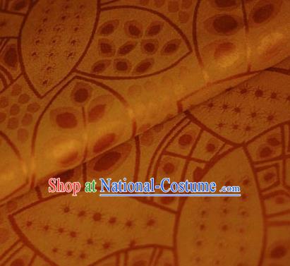 Asian Chinese Traditional Leaf Pattern Orange Brocade Cheongsam Silk Fabric Chinese Satin Fabric Material