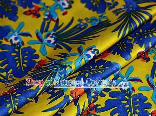 Asian Chinese Traditional Classical Pattern Yellow Brocade Cheongsam Silk Fabric Chinese Satin Fabric Material