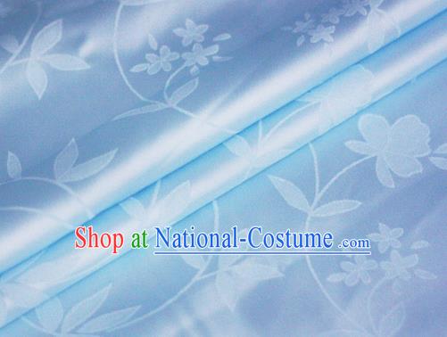 Chinese Light Blue Brocade Classical Flowers Pattern Design Satin Cheongsam Silk Fabric Chinese Traditional Satin Fabric Material