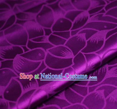 Chinese Classical Petals Pattern Design Purple Brocade Satin Cheongsam Silk Fabric Chinese Traditional Satin Fabric Material