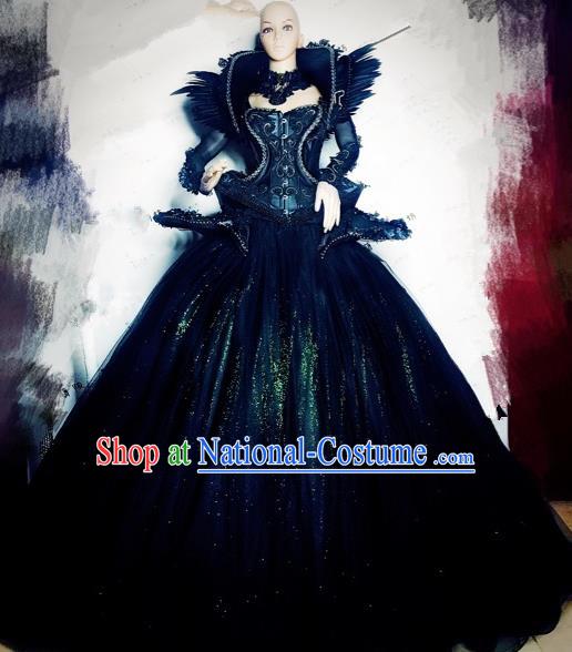 Handmade Europe Court Stage Show Full Dress Halloween Cosplay Queen Fancy Ball Modern Fancywork Costume for Women