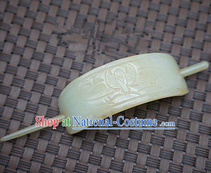 Chinese Handmade Jade Hairpins Carving Jade Hairdo Crown Hair Accessories for Women for Men