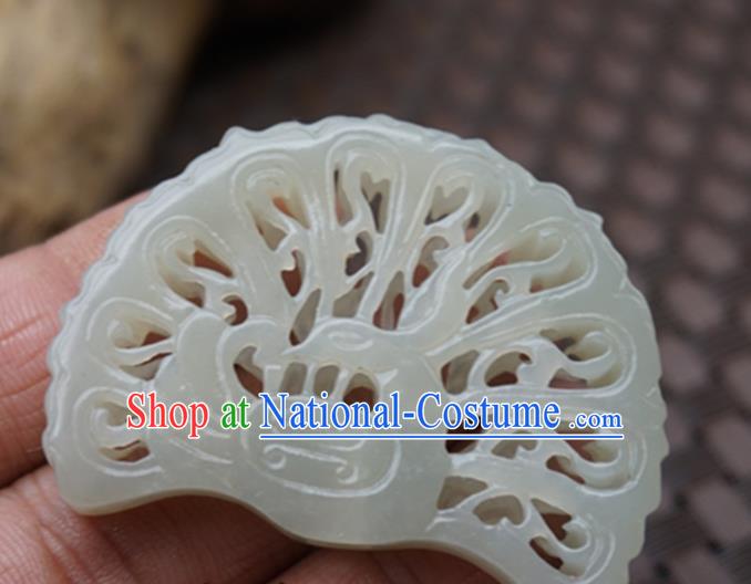 Handmade Chinese Ancient Jade Carving Peacock Pendant Traditional Jade Craft Jewelry Decoration Accessories