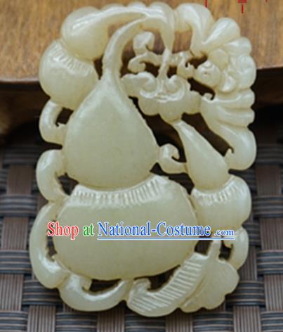 Chinese Handmade Carving Cucurbit Jade Pendant Traditional Jade Craft Jewelry Accessories