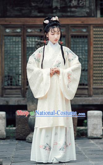 Asian Chinese Ancient Royal Princess Embroidered Hanfu Dress Traditional Ming Dynasty Palace Historical Costume for Women