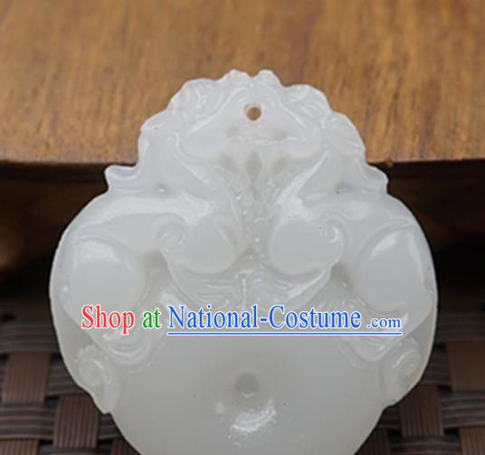 Handmade Chinese Ancient White Jade Carving Pendant Traditional Jade Craft Jewelry Decoration Accessories