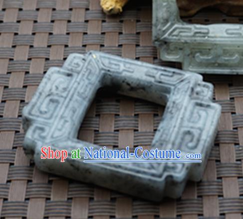 Chinese Handmade Jade Carving Square Pendant Jewelry Accessories Ancient Traditional Jade Craft Decoration