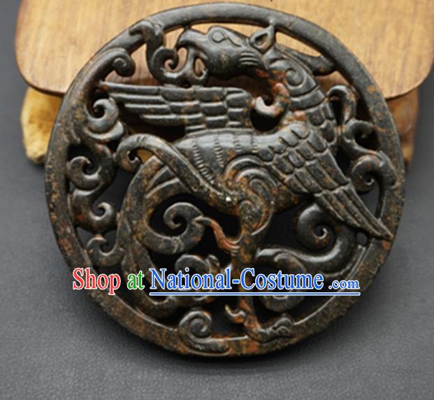 Chinese Handmade Jade Carving Phoenix Pendant Jewelry Accessories Ancient Traditional Jade Craft Decoration