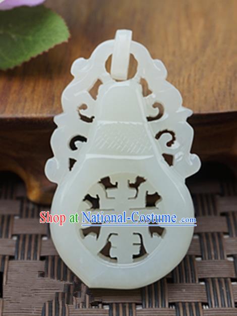 Chinese Handmade White Jade Carving Vase Pendant Jewelry Accessories Ancient Traditional Jade Craft Decoration