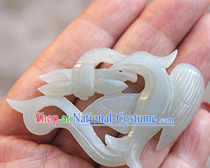 Handmade Chinese Ancient White Jade Carving Phoenix Pendant Traditional Jade Craft Jewelry Decoration Accessories