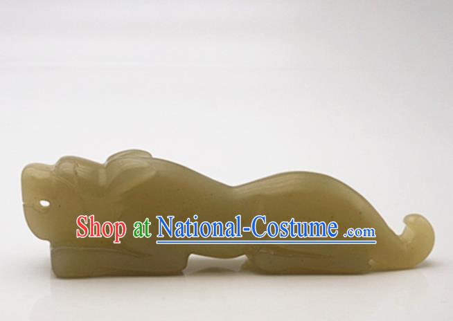 Handmade Chinese Ancient Jade Carving Tiger Seal Pendant Traditional Jade Craft Jewelry Decoration Accessories