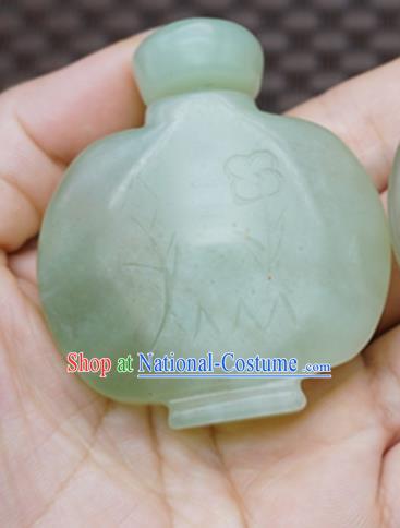 Handmade Chinese Ancient Carving Jade Snuff Bottle Traditional Jade Craft Jewelry Decoration Accessories