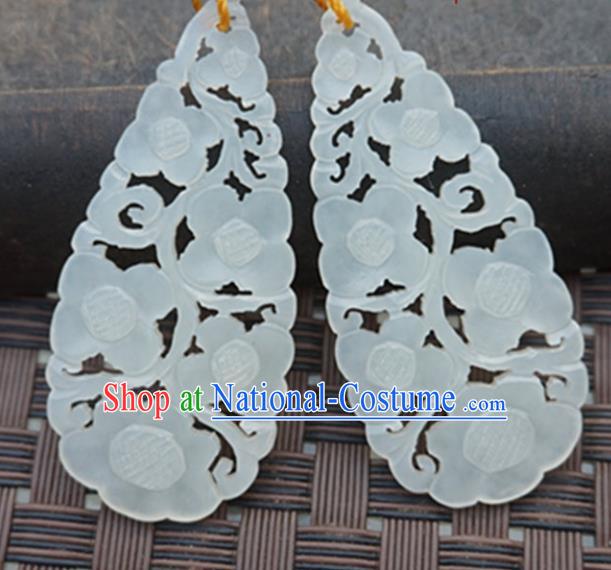 Handmade Chinese Ancient Carving Flowers Jade Pendant Traditional Jade Craft Jewelry Decoration Accessories