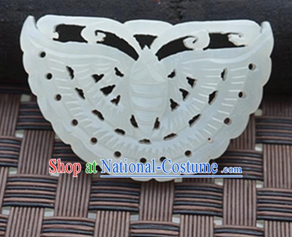 Handmade Chinese Ancient Carving Butterfly Jade Pendant Traditional Jade Craft Jewelry Decoration Accessories