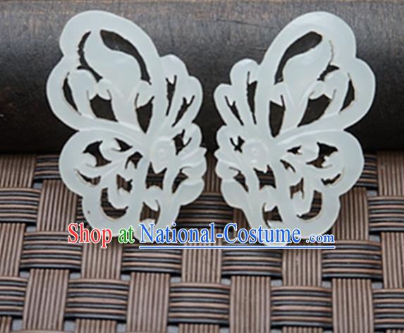 Chinese Ancient Carving Butterfly Wing Jade Pendant Traditional Handmade Jade Craft Jewelry Decoration Accessories