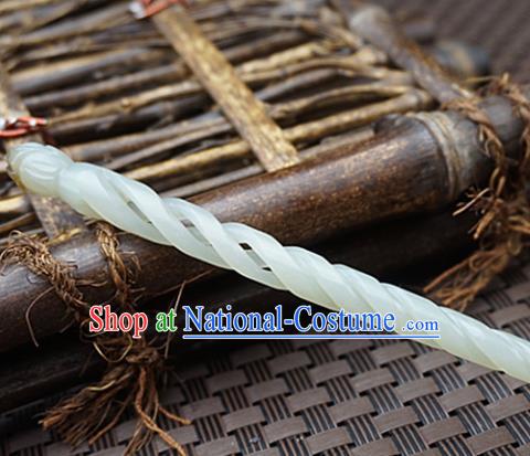 Handmade Chinese White Jade Hair Clip Ancient Palace Jade Carving Hairpins Hair Accessories for Women for Men