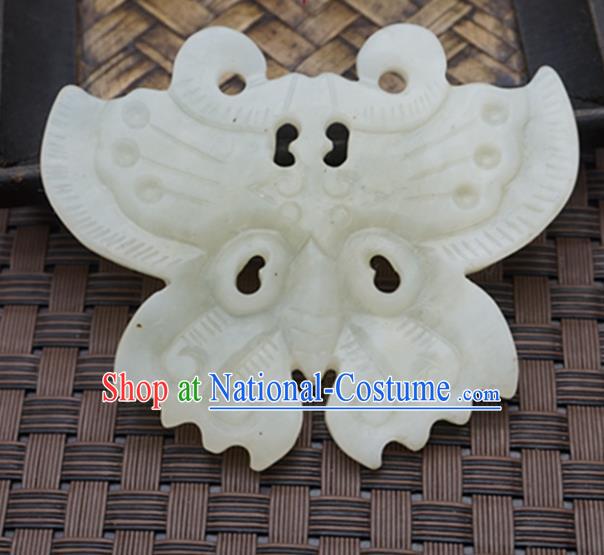 Handmade Chinese Carving Butterfly Jade Pendant Ancient Traditional Jade Craft Decoration