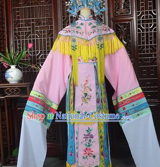 Handmade Chinese Beijing Opera Imperial Consort Pink Embroidered Dress Traditional Peking Opera Diva Costume for Women